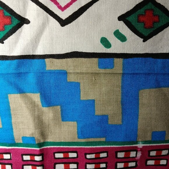 Joan Kessler For Concord Fabric Southwest Aztec Geometric Print Vintage 80s Pink - Picture 11 of 12